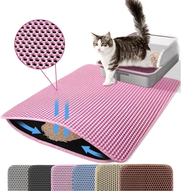 Tapis Litière Antidérapant Pour Chat À Double Couche